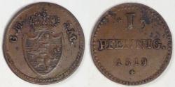 World Coins - GERMANY - Hesse-Darmstadt, Ludwig I, 1819 Pfennig, Very Fine