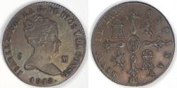 World Coins - SPAIN - Kingdom, Isabel II, 1848 JA, 8 Maravedis, Choice VF / Extra Fine