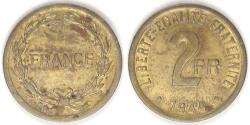 World Coins - FRANCE - Republic, 1944, 2 Francs, Choice AU