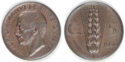World Coins - ITALY - Kingdom, Vittorio Emanuele III, 1930 R, 5 Centesimi, Choice AU BN