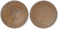 World Coins - CEYLON - British Colony, Victoria, 1870, 5 Cents, Fine