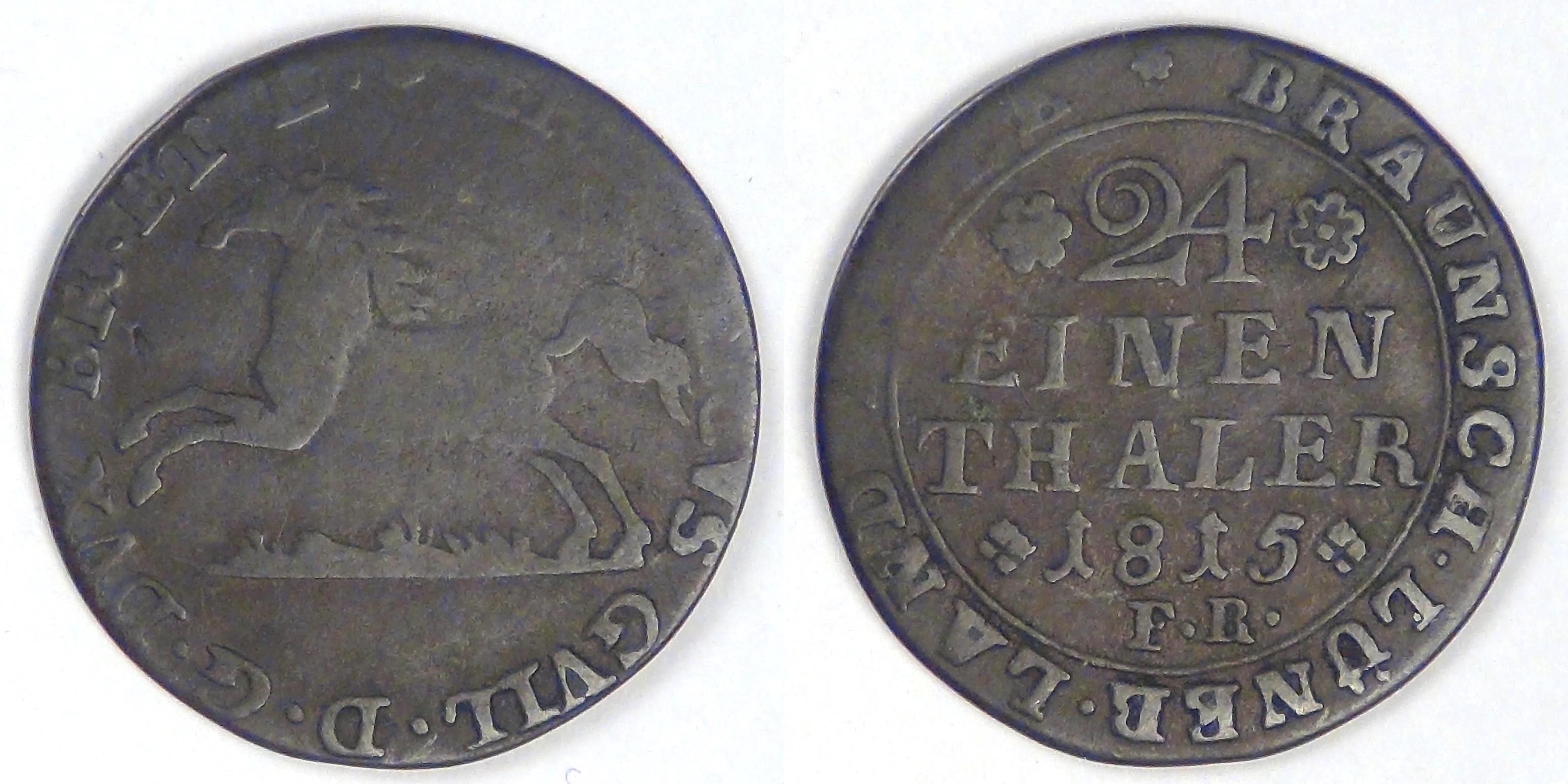 ドイツ　brunswick-wolfebuttel　1815年　＠２０ 1815 German States/Brunswick-Wolfenbuttel 6 Pfennig/Billon