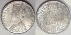 World Coins - INDIA - British Colony, Victoria, 1901 B, Rupee, Choice AU