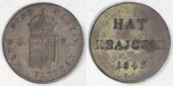 World Coins - HUNGARY, - War of Independence, 1849 NB, 6 Krajczar, Choice Very Fine
