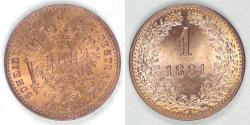 World Coins - AUSTRIA - Austro-Hungarian Empire, Franz Joseph I, 1881 Kreuzer, Gem BU Red