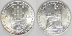 World Coins - PORTUGAL - 2nd Republic, 1953, 20 Escudos, Choice AU