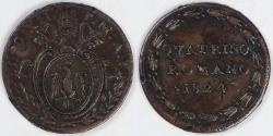 World Coins - ITALY - Papal States, Leo XII, 1824-I (B) Quattrino, about Extra Fine