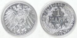 World Coins - GERMANY - Empire, Wilhelm II, 1908 A, Mark, AU details