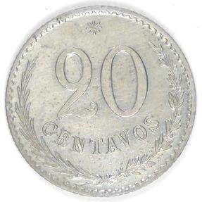 World Coins - PARAGUAY - Republic, 1903, 20 Centavos, Choice AU