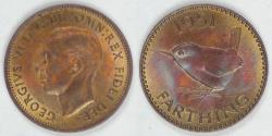 World Coins - GREAT BRITAIN, George VI, 1951 Farthing, Choice BU RB Color!