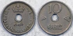 World Coins - NORWAY, Haakon VII, 1925, 10 Ore, Extra Fine