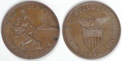 World Coins - PHILIPPINES - U.S. Territory, 1918 S, Centavo (Medium S), Almost Uncirculated