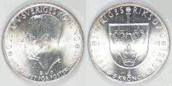 World Coins - SWEDEN, Gustaf V, 1935 G, 5 Kronor, Choice BU