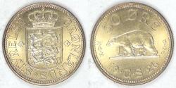 World Coins - GREENLAND - Danish Colony, Christian X, 1926 HCN;♥GJ, 50 Øre, Gem BU