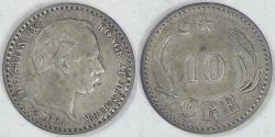 World Coins - DENMARK, Christian IX, 1894 (h) VBP, 10 Øre, Very Fine
