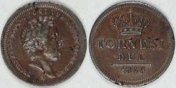 World Coins - ITALY - Naples (Kingdom of Two Sicilies), Ferdinando II, 1843, 2 Tornesi, Choice EF to AU