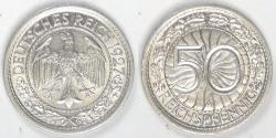 World Coins - GERMANY - Weimar Republic, 1927 A, 50 Reichspfennig, Almost Uncirculated