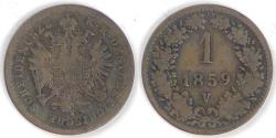 World Coins - AUSTRIA - Empire, Franz Joseph I, 1859 V, Kreuzer, about Very Fine