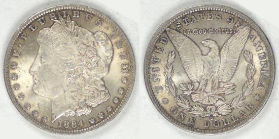 US Coins - 1884-O Morgan Dollar, MS-62+