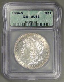 US Coins - 1884-S Morgan Dollar, AU-53 ICG