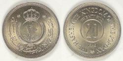 World Coins - JORDAN - Kingdom, Abdullah I, AH1368-1949, 20 Fils, Gem BU