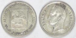 World Coins - VENEZUELA - Republic, 1924, ¼ Bolívar (25 Centimos), Choice EF