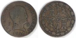 World Coins - SPAIN - Kingdom, Ferdinand VII, 1824 J, 8 Maravedis, Fine