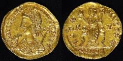 Ancient Coins - ROME IMPERIAL, Valentinian III (425-455 AD), 435 AD, Gold Solidus, graded AU by NGC