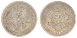 World Coins - AUSTRALIA - Commonwealth, George V, 1917 M, Shilling, Choice VG