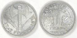 World Coins - FRANCE - Vichy State, 1944 B, Franc, Almost Uncirculated