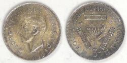 World Coins - SOUTH AFRICA - Dominion, George VI, 1945, 3 Pence, Brilliant Uncirculated