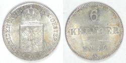 World Coins - AUSTRIA - Austro-Hungarian Empire, Franz Joseph I, 1849 A, 6 Kreuzer, Choice BU