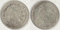 World Coins - PERU - Republic, 1866 YB, 1/5 Sol, Very Fine