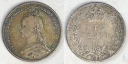 World Coins - GREAT BRITAIN, Victoria, 1890, 6 Pence, Choice Fine