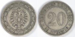 World Coins - GERMANY - Empire, Wilhelm I, 1888 A, 20 Pfennig, Very Fine