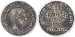 World Coins - ITALY - Grand Duchy of Tuscany, Leopold II, 1847 Fiorino, Very Fine