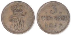 World Coins - GERMANY - Mecklenburg-Schwerin, Friedrich Franz II, 1843, 3 Pfennig, Fine