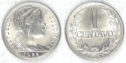 World Coins - COLOMBIA - Republic, 1958 Centavo, Choice BU