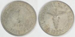 World Coins - PHILIPPINES - Culion Island Leper Colony, 1922 PM Peso (Straight Wing), VF+ details