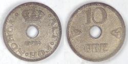 World Coins - NORWAY, Haakon VII, 1924, 10 Øre, Almost Uncirculated