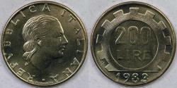 World Coins - ITALY, - Republic 1983 R, 200 Lire, Gem BU