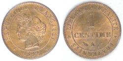 World Coins - FRANCE - 3rd Republic, 1892 A Centime, Choice BU RB