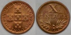 World Coins - PORTUGAL - Republic, 1960, 10 Centavos, Brilliant Uncirculated