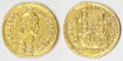 Ancient Coins - EASTERN ROMAN EMPIRE, Theodosius II (402-50 AD), 415 AD, Gold Solidus, graded Very Fine by ACCS