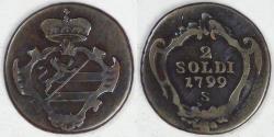 World Coins - ITALY - Gorizia, Francesco II, 1799 S, 2 Soldi, about VF