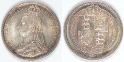 World Coins - GREAT BRITAIN, Victoria, 1887, 6 Pence, Brilliant Uncirculated