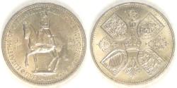 World Coins - UNITED KINGDOM, Elizabeth II, 1953, 5 Shillings (Crown), Choice AU