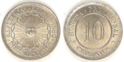 World Coins - PERU - Republic, 1880, 10 Centavos, Choice BU