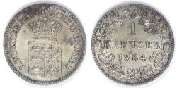 World Coins - GERMANY - Württemberg, Wilhelm I, 1864 Kreuzer, Choice AU