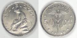 World Coins - BELGIUM, Albert I, 1930, 50 Centimes, BU